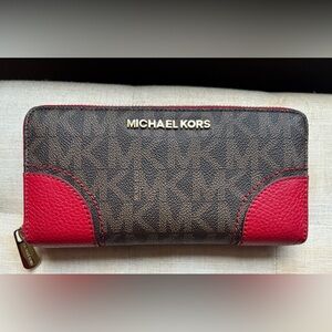 Michael Kors Brown & Red Logo Wallet